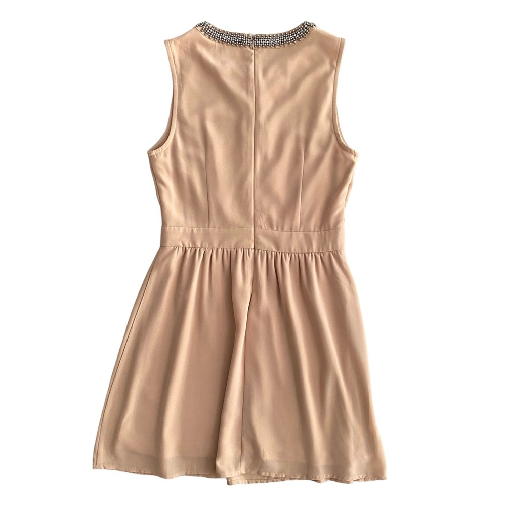 Forever 21 Beaded Neck Sleeveless Chiffon Peachy Pink Nude Dress Women's Size M - Picture 2 of 13
